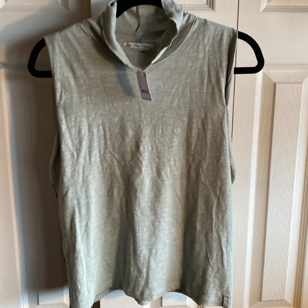NWT Free People Olive Green Sleeveless Turtleneck Layering Top -Size XS